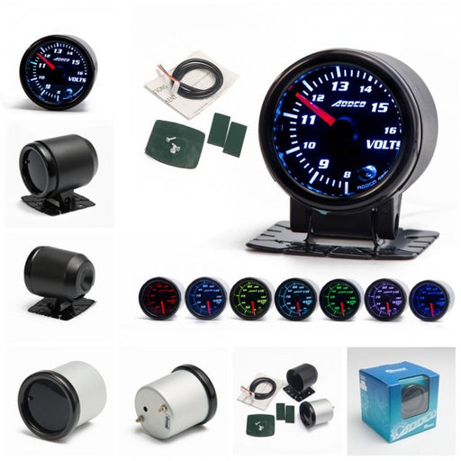 ADDCO - 52mm Universal Oil Pressure Gauge With Sensor And Holder LED 7 Colours