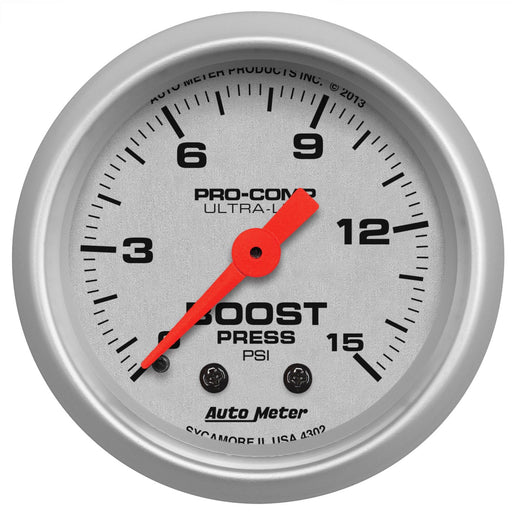 AutoMeter 2-1/16" Boost, 0-15 PSI, Mechanical, Ultra-Lite