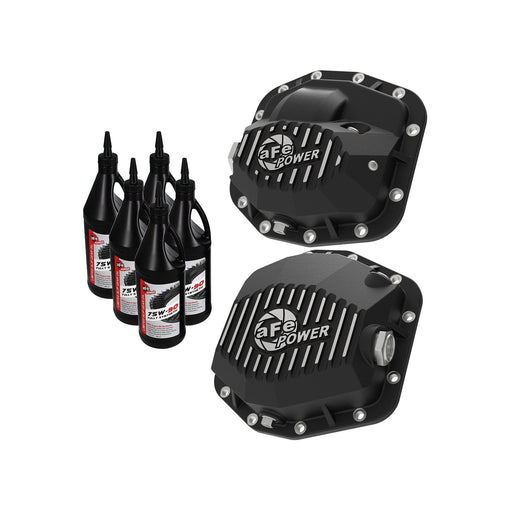 aFe Power Pro Series Differential Cover Black w/ Machined Fins & Gear Oil (Dana M186/M220) Jeep Wrangler (JL) 18-20 L4-2.0L (t) / V6-3.6L
