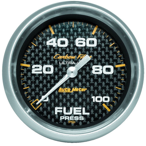 AutoMeter 2-5/8" Fuel Pressure, 0-100 PSI, Peak/Warn, Stepper Motor, Carbon Fiber