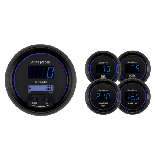 AutoMeter Cobalt Digital 3-3/8in Programmable Electric Speedometer/ 2-1/16in Electric Oil Pressure