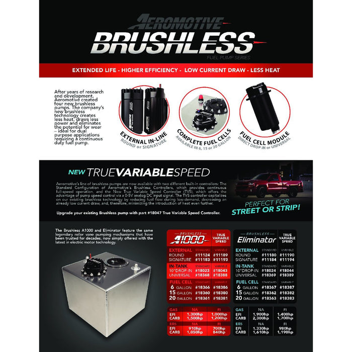 Aeromotive Brushless A1000 20 Gallon Fuel Cell with Variable Speed Controller