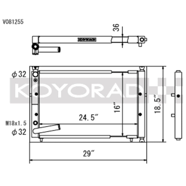 Koyo V Core 36mm K-Swap Radiator - EG/EK/DC (full size)