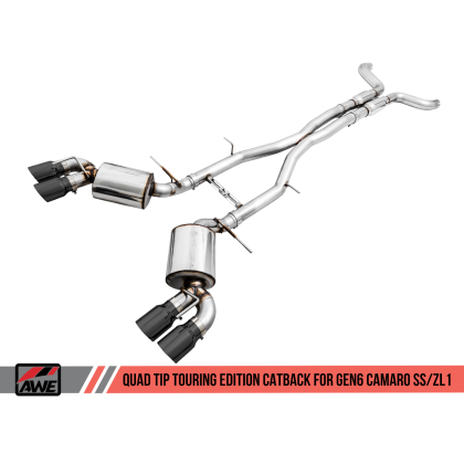 AWE Tuning 16-19 Chevy Camaro SS Res Cat-Back Exhaust -Touring Edition (Quad Diamond Black Tips)