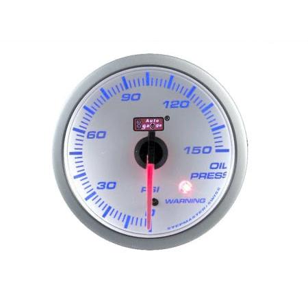 Autogauge 2" White Stepper Gauge - Oil Pressure (PSI)
