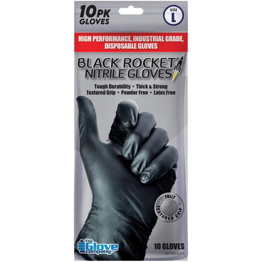 Black Rocket Nitrile Disposable Gloves - 10 Glove Pack