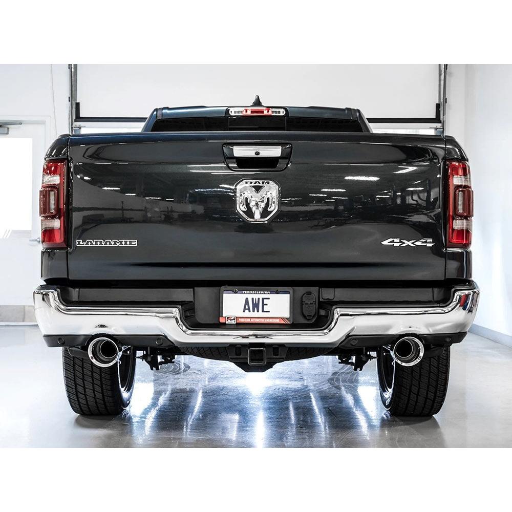 AWE Tuning 19-24 RAM 1500 5.7L (w/Cutouts) 0FG Dual Rear Exit Cat-Back Exhaust - Chrome Silver or Diamond Black Tips