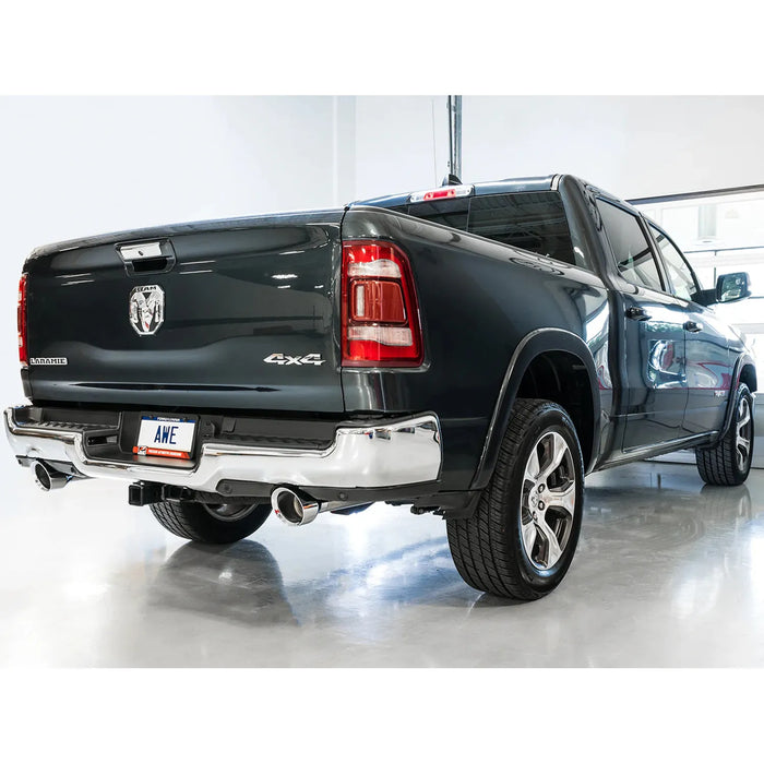 AWE Tuning 19-24 RAM 1500 5.7L (w/Cutouts) 0FG Dual Rear Exit Cat-Back Exhaust - Chrome Silver or Diamond Black Tips