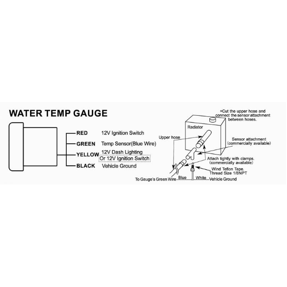 ADDCO - Water Temp Gauge With Sensor Smoked Face LED 7 Colours