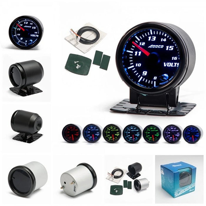 ADDCO - 52mm Smoke Face Car Auto Bar Turbo Boost Gauge Meter With Sensor And Holder