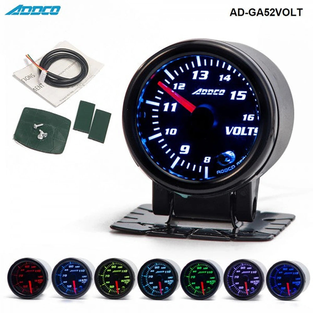 ADDCO - 52mm Universal Oil Pressure Gauge With Sensor And Holder LED 7 Colours