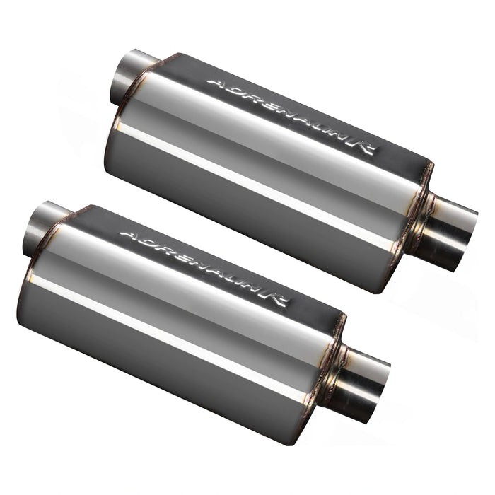 Adrenalinr Mufflers Chambered 9inch Oval Twin Pack 350mm Body length