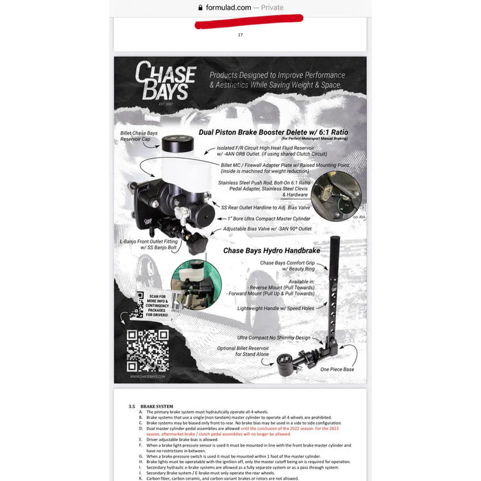 Chase Bays Dual Piston Brake Booster Delete with Bolt-On 6:1 Pedal Ratio - Subaru Impreza | WRX