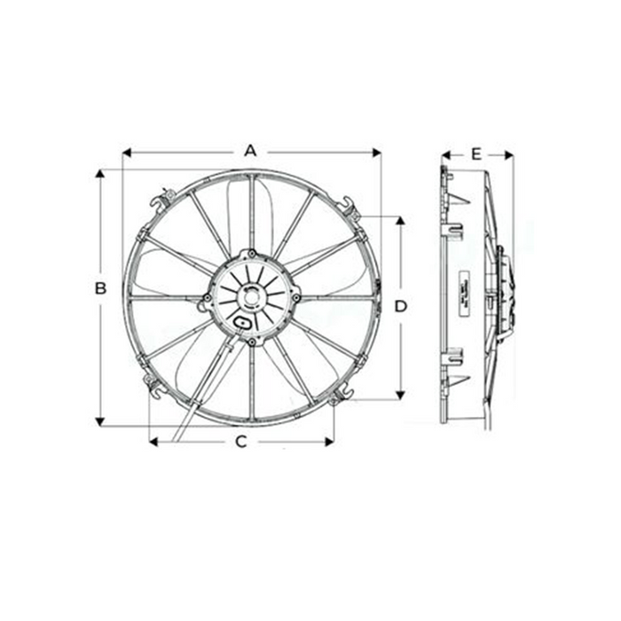 SPAL Thermo Puller Fan - 12" Skew 12V - 1451 CFM - 12.8Amps