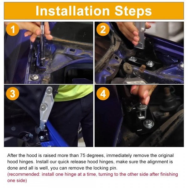 EPMAN Billet Aluminum Quick Hood Hinge Release Latch For Honda DC5