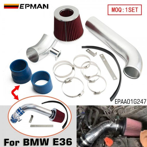 EPMAN Cold Air Intake Pipe Kit Aluminum Pipe & Air Filter - BMW E36 323i 325i 328i 2.5L 2.8L 1992-1998