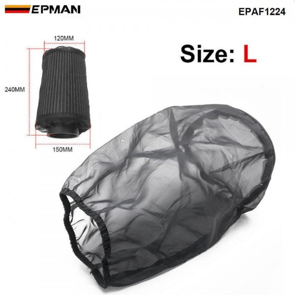 EPMAN Universal Protective Cover Water Oil and Dust Proof for High Flow Air Intake Filters - Black