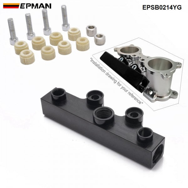 EPMAN Top Feed Fuel Rails Billet Aluminum For Subaru W/ -8 Inlet -6 Return For Subaru WRX STI