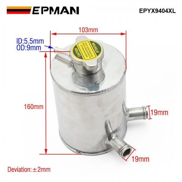 EPMAN Universal Aluminum Radiator Coolant Overflow Reservoir With Cap