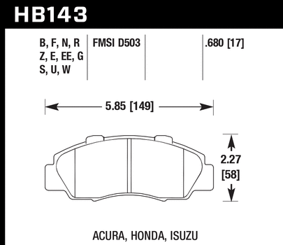 Hawk Performance Hp+ Front Brake Pads - (HB143N.680)