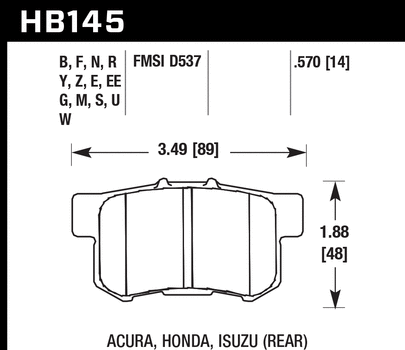 Hawk Performance Hp+ Rear Brake Pads - (HB145N.570)