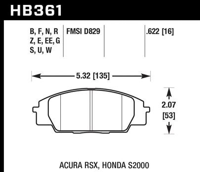 Hawk Performance HP+ Front Brake Pads - (HB361N.622)