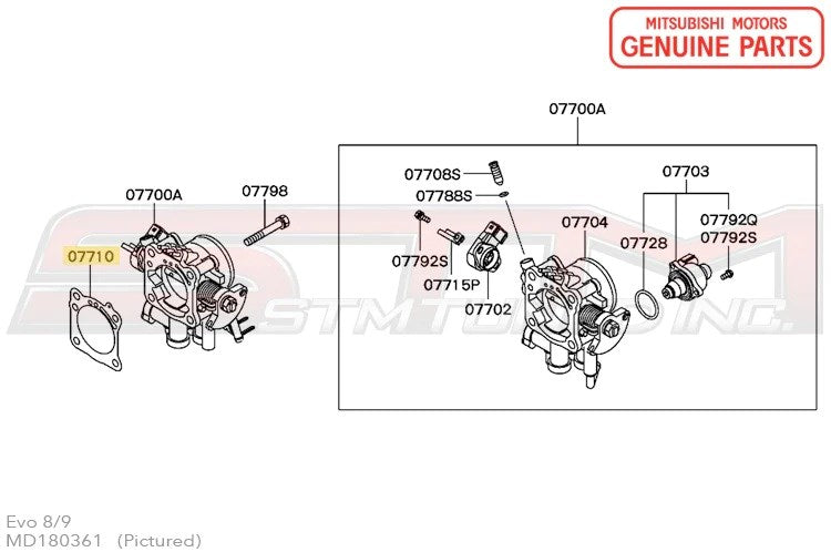 Mitsubishi OEM Throttle Body Gasket for Evo 4-9 & 3000GT (MD180361)