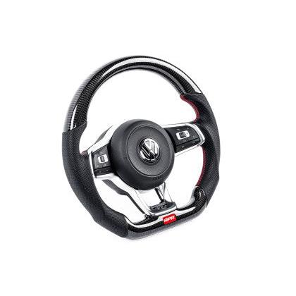 APR 15-26 Volkswagen Golf R/GTI/Jetta (MK7) Carbon Fiber/Red Stitch Steering Wheel (Non Paddles)