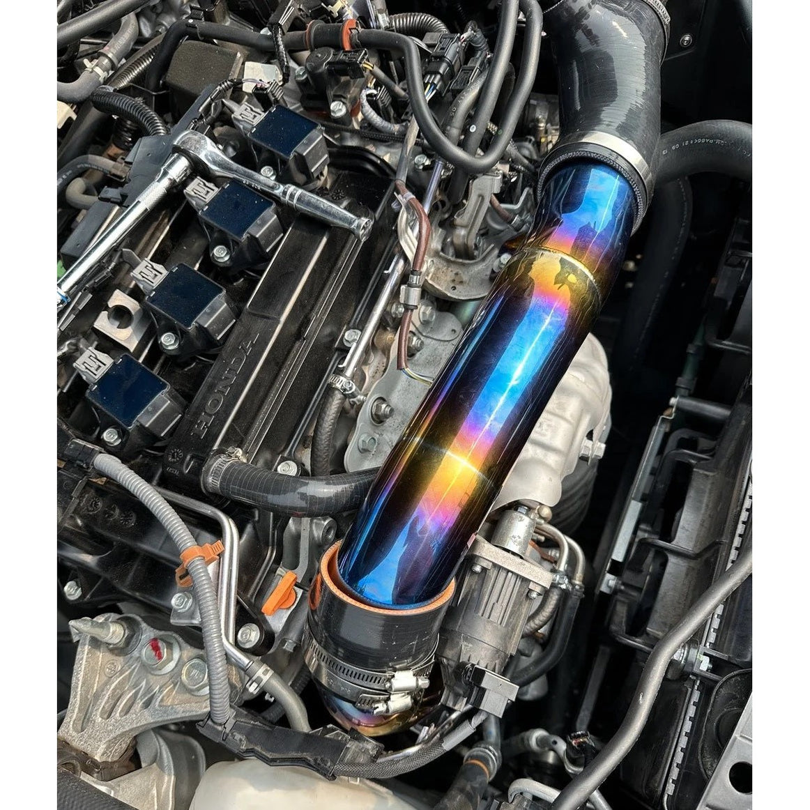 PLM Turbo Inlet Pipe Kit Stainless Burnt Blue - 22+Civic — Speed Science
