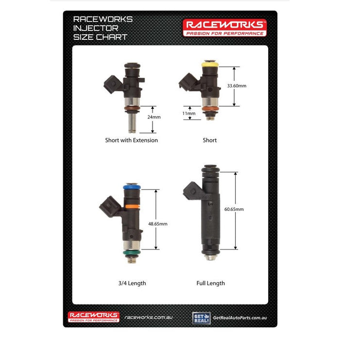 Raceworks 3/4 Length 1200CC Fuel Injector - Honda B16A2/B16B/B18C Plus other JDM