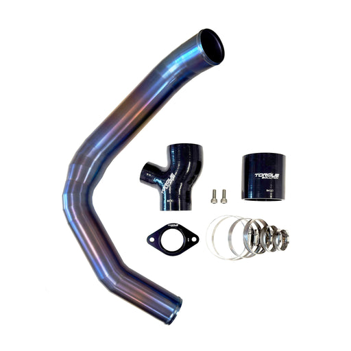 Torque Solution Subaru WRX 2015-21 (FA20DIT) Titanium Top Mount Charge Pipe - Titanium Brushed Raw, Burnt Purple/Blue, Blue