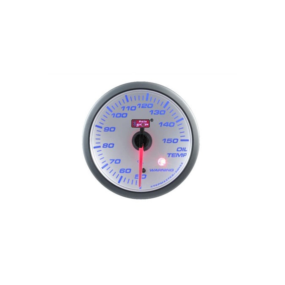Autogauge 60mm White Stepper Gauge - Oil Temperature