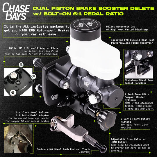 Chase Bays Dual Piston Brake Booster Delete with Bolt-On 6:1 Pedal Ratio - Subaru Impreza | WRX