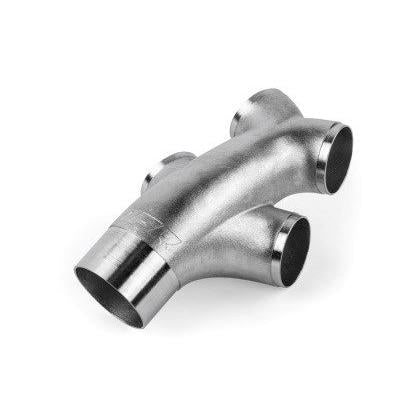 APR Cast T304 Stainless Steel Double Y-Splitter - 76mm to Quad 63.5mm (3in to Quad 2.5in)