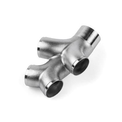 APR Cast T304 Stainless Steel Double Y-Splitter - 76mm to Quad 63.5mm (3in to Quad 2.5in)