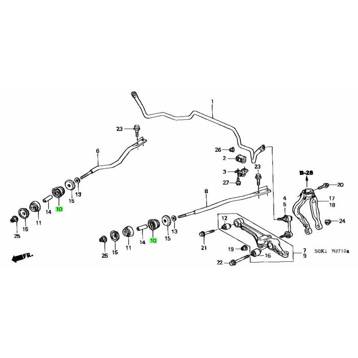 Honda Genuine - Front Radius Rod Bushings - Honda Accord CB, CF, CL