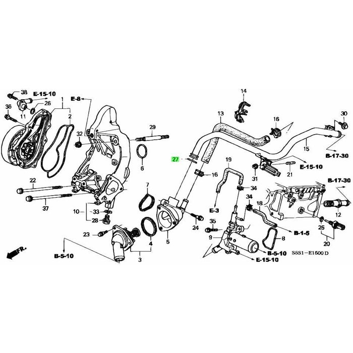Honda Genuine By-Pass Pipe O-Ring (Heater Pipe O-ring, Coolant Pipe Seal)