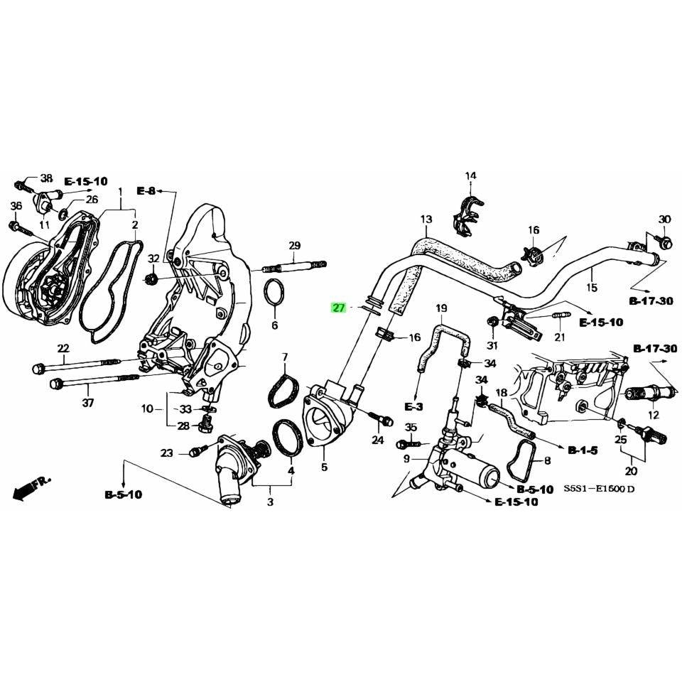Honda Genuine By-Pass Pipe O-Ring (Heater Pipe O-ring, Coolant Pipe Seal)