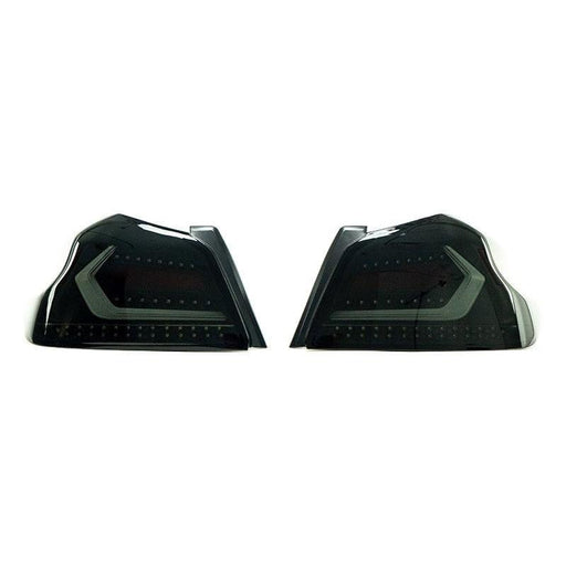 OLM Evolution Tail Lights (Smoked Lens Black Base White Bar) - 15 WRX STI
