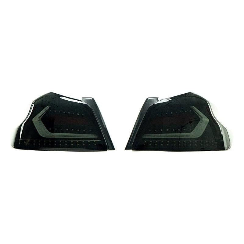 OLM Evolution Tail Lights (Smoked Lens Black Base White Bar) - 15 WRX STI