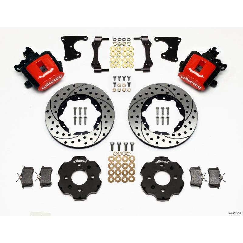 Wilwood Combination Parking Brake Rear Kit 12.88in Drilled Red 2005-2014 Mustang