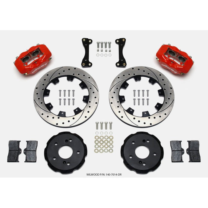 Wilwood Forged Dynalite Front Hat 12.19In Kit Drilled Red