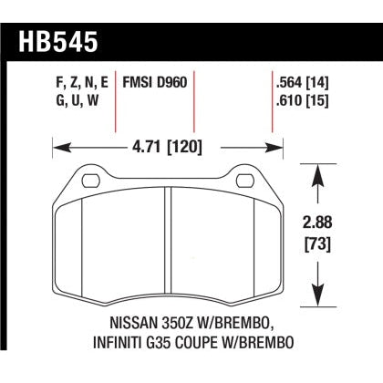 Hawk Performance Hp+ Brake Pads for Brembo Front calipers - (HB545N.564)