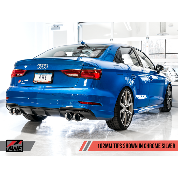 AWE Tuning Audi 8V S3 SwitchPath Exhaust w/Chrome Silver Tips 102mm