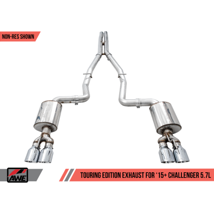 AWE Tuning 2017+ Challenger 5.7L Touring Edition Exhaust - Non-Resonated - Chrome Silver Quad Tips