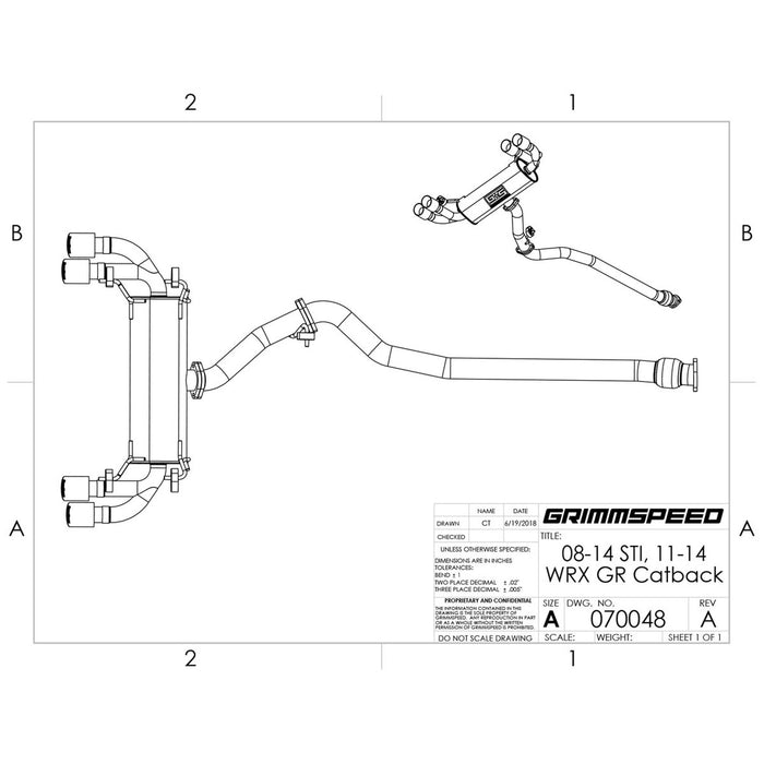 GrimmSpeed Catback Exhaust System - Un-Resonated - 11-14 WRX, 08-14 STI Hatchback