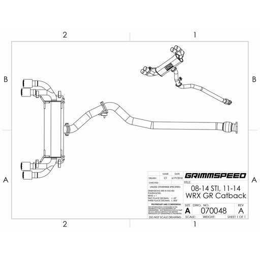 GrimmSpeed Catback Exhaust System, Resonated - Subaru 11-14 WRX , 08-14 STI HATCHBACK