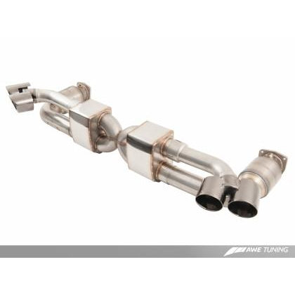 AWE Tuning Porsche 991.1 Turbo Performance Exhaust and High-Flow Cats - For OE Tips