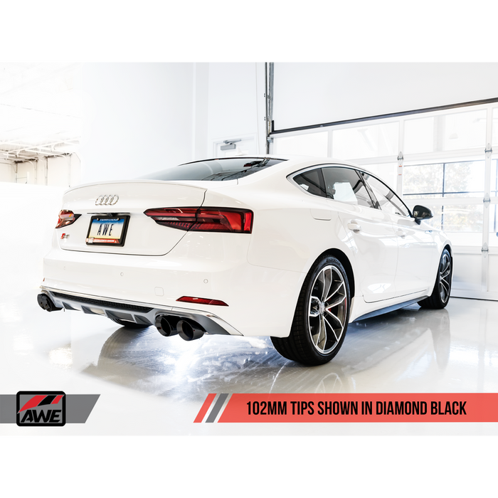 AWE Tuning Audi B9 S5 Sportback Touring Edition Exhaust - Non-Resonated (Black 90mm Tips)