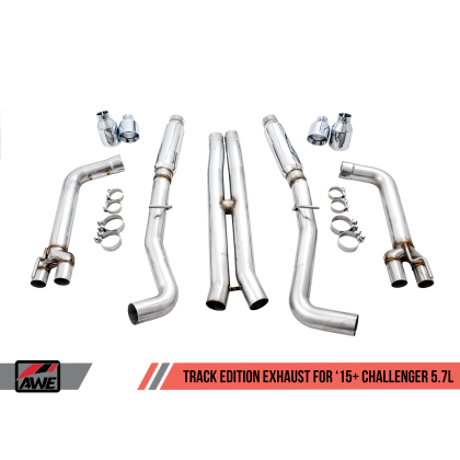 AWE Tuning 2017+ Dodge Challenger 5.7L Track Edition Exhaust - Chrome Silver Quad Tips